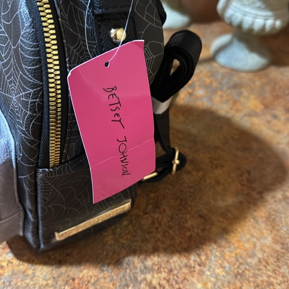 RARE Betsey Johnson Vampire Cat Spider web print Mini Backpack purse bag NWT - Picture 7 of 7